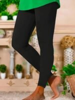 Women'S Plus Size High-Waist Stretchy Solid Color Leggings - Casual & Comfortable, Perfect For Beach Outings, All-Season Wear - Image 8