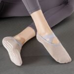 1 Pair Women'S Non-Slip Yoga Socks With Cross Strap & Extra Grips - Breathable Polyester Sports Socks For Yoga, Ballet, Barre, Pilates | Available In Multiple Colors (Green, Pink, Purple, Black, Gray, Blue) - Image 7