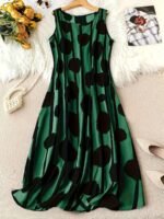 Large Women'S Elegant Sleeveless Dress Casual Print Round Neck Dress - Image 2