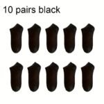10 Pairs Of Men'S Summer Solid Color Invisible Boat Socks, Odor-Resistant, Moisture-Wicking, Available In Black, White, And Gray, Thin Sports Socks, Sweat-Resistant - Image 3