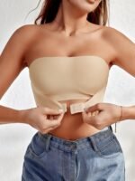 1Pc Women'S Seamless Strapless Bra - Invisible, Push-Up, Side Gathering, High Support With Front Closure, Solid Color, Medium Support, Wireless, No Padding, Comfortable And Supportive, Bra For Wome - Image 2