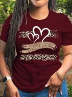 Plus Size Heart Print T-Shirt, Casual Crew Neck Short Sleeve T-Shirt, Women'S Plus Size?Clothing - Image 4