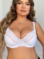 Women'S Plus Size Elegant Lace Full Coverage Bra, Sexy Ultra-Thin Underwire Bra With Adjustable Straps - Image 2