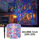 Solar String Lights - 8-Mode Outdoor Solar-Powered Christmas Tree Lights With Built-In Battery, Remote Control & Light Sensor, Durable Plastic, Courtyard, House Party, Wedding, Halloween & Christmas Decorations, Solar Christmas Lights - Image 15