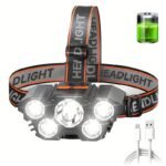 1Pc 5 Led Headlamp Rechargeable, Usb Head Flashlight, Camping And Fishing Headlight For Home Outdoor Emergency Lantern Christmas Gift - Image 3