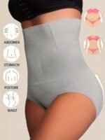 1Pc Women'S High-Waist Postpartum Shapewear Briefs, Seamless Nylon Knit Fabric, Solid Color, Tummy Control & Butt Lifting, Slimming Body Shaper Panties - Image 10