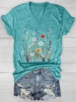 2024 Cross-Border European And American Women'S V-Neck Loose Casual Short Sleeve Top Layering T-Shirt - Image 4
