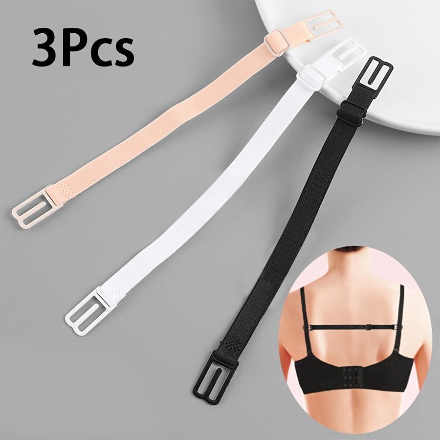 product-fancy-f3daa074-e3e9-4d1d-8ff4-4e294af62fb7.jpg 3-Pack Bra Straps Holder Anti-Slip Elastic Adjustable Clips, Lingerie Accessory, Undergarment Shoulder Strap Fix With Metal Buckles, Black/White/Beige - Image 1
