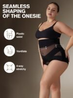 1Pc High-Waist Tummy Control Shaping Panties With Cross-Compression Design - Seamless, No-Show Underwear For Women, Nylon & Elastane Blend, Machine Washable, Elegant Solid Color, Slimming Fit For Belly & Hips, Waist Slimming Panties|Crosscompression Panties|Before After Comparison, Tummy Control Underwear - Image 3