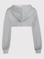 Solid Dipped Hem Drawstring Hoodie, Casual Long Sleeve Crop Sweatshirt, Women'S Clothing - Image 4