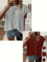 Women'S Sexy Semi-Sheer Summer Sweater Vest - Round Neck Sleeveless Light Blue Top, Hand Wash Only, Versatile Layering Piece For Casual To Dressy Outfits, Layering Fashion, Feminine Style, Fine - Image 5