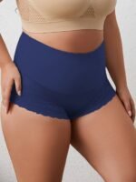 Women'S Plus Size High Waist Shapewear Panties - Soft, Comfortable Nylon Blend With Lace Detail, Breathable & Elastic Tummy Control, Elegant Solid Color Briefs - Image 6