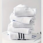 5 Pairs Women'S Breathable & Odor-Resistant Athletic Socks - Low-Cut, Moisture-Wicking, Striped Design, White With Blue, Red, And Black Accents, Perfect For Spring & Summer Sports And Casual Wear, Cute Socks - Image 7
