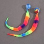 1Pc Interactive Cat Play Toy--Geometric Polyester Twisted Worm With Connecting Ball, Uncharged Pet Play Stick--Colorful Simulated Battery-Free For Caterpillar Set - Image 4