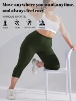 Women'S Plus Size High-Waisted Capri Leggings With Side Phone Pockets, Stretchy Workout Pants - Image 8