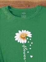 Faith Letter & Flower Print T-Shirt, Casual Short Sleeve Crew Neck Top, Women'S Clothing, Valentine'S Day - Image 9