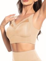 Mesh Stitching Wireless Bra, Comfy & Breathable Full Coverage Bra, Women'S Lingerie & Underwear - Image 8