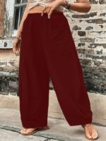 Plus Size Dual Pockets Baggy Pants, Casual Elastic Waist Pants For Spring & Fall, Women'S Plus Size Clothing - Image 9