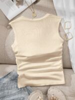 Women'S Y2K Style Solid Color Square Neck Tank Top, 250G Polyester Non-Padded Ribbed Knit Vest For All Seasons, Fashion Sleeveless Shir - Image 10