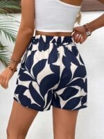 Elegant Short Skirt Pants For Women With Floral Print And Drawstring Elastic Waist. - Image 4