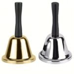 1Pc Golden/Silvery Hand Bell Classic Dinner Bell Durable Hand Bells Loud Call Bell Service Bell Used For Weddings School Classroom Service And Game Parties Christmas