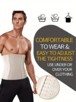 1Pc Men'S Breathable Mesh 3 Row Buckle 4 Steel Bone Shaping Waist Tummy Control Belt Seal Suitable For Daily Dressing - Image 3