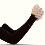 1 Pair Unisex Summer Ice Sliky Fiber Fabric Arm Sleeves - Lightweight, Breathable Compression Arm Covers For Outdoor Activities, Sports & Daily Wear, Black, Outdoor Arm Protection, Sleek Design, Flexible Fit - Image 3