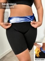Women'S High-Waisted Yoga Shorts With Waist Trimmer Technology - Sweat-Wicking 95% Polyester 5% Spandex, Tummy Control Workout Shorts For Running, Gym & Exercise - Black - Image 7