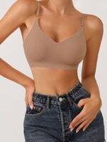 1Pc Solid Seamless Wireless Bra, Causal Breathable Push Up Bra, Women'S Lingerie & Underwear - Image 4