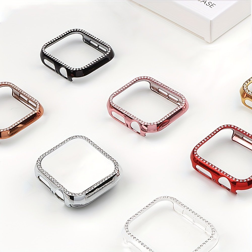 product-fancy-f7b879f3-bce3-4c67-93a8-27deca038fa5.jpg Inlaid Protective Cover For Apple Watch 8 7 45Mm 41Mm Electroplated Color Watch Case For Iwatch Series 8 7 6 5 4 3 Se 40Mm 44Mm 38Mm 42Mm Pc Watchshell - Image 1
