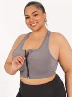 Women'S High-Impact Sports Bra With Zipper Front Closure, Removable Pads & High-Elasticity Fabric - White Yoga Running Gym Bra For Workouts, Machine Washable, Strapless Push Up Bra, Workout Support, Backless Design, Durable Sports Wear - Image 7