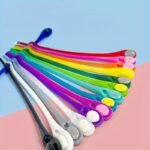 Silicone No-Tie Shoelaces 12Pcs - Preppy Style Elastic Flat Shoe Laces, Solid Color With Rivet Details, Lightweight, Washable For Sneakers - Image 3