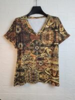 Women'S Bohemian Ethnic Print V-Neck Short Sleeve T-Shirt - Summer Casual Loose Fit Plus Size Top With Vibrant Geometric Patterns, Machine Washable, Cute T Shirts, Stylish Streetwear, Nontransparent Fabric - Image 6