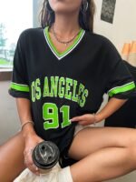 Women'S Oversized Graphic Tees Brooklyn Letter Short Sleeve Tshirt Tee Top - Image 2