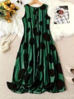 Large Women'S Elegant Sleeveless Dress Casual Print Round Neck Dress - Image 6