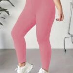 Women'S Plus Size High-Waisted Sports Leggings - Ultra-Soft, Tummy Control, High-Elasticity Fabric For Running, Yoga & Fitness, Vibrant Pink, All-Season Activewear, Yoga Leggings | Tummy Control Pants | Highwaisted Leggings, Yoga Pants