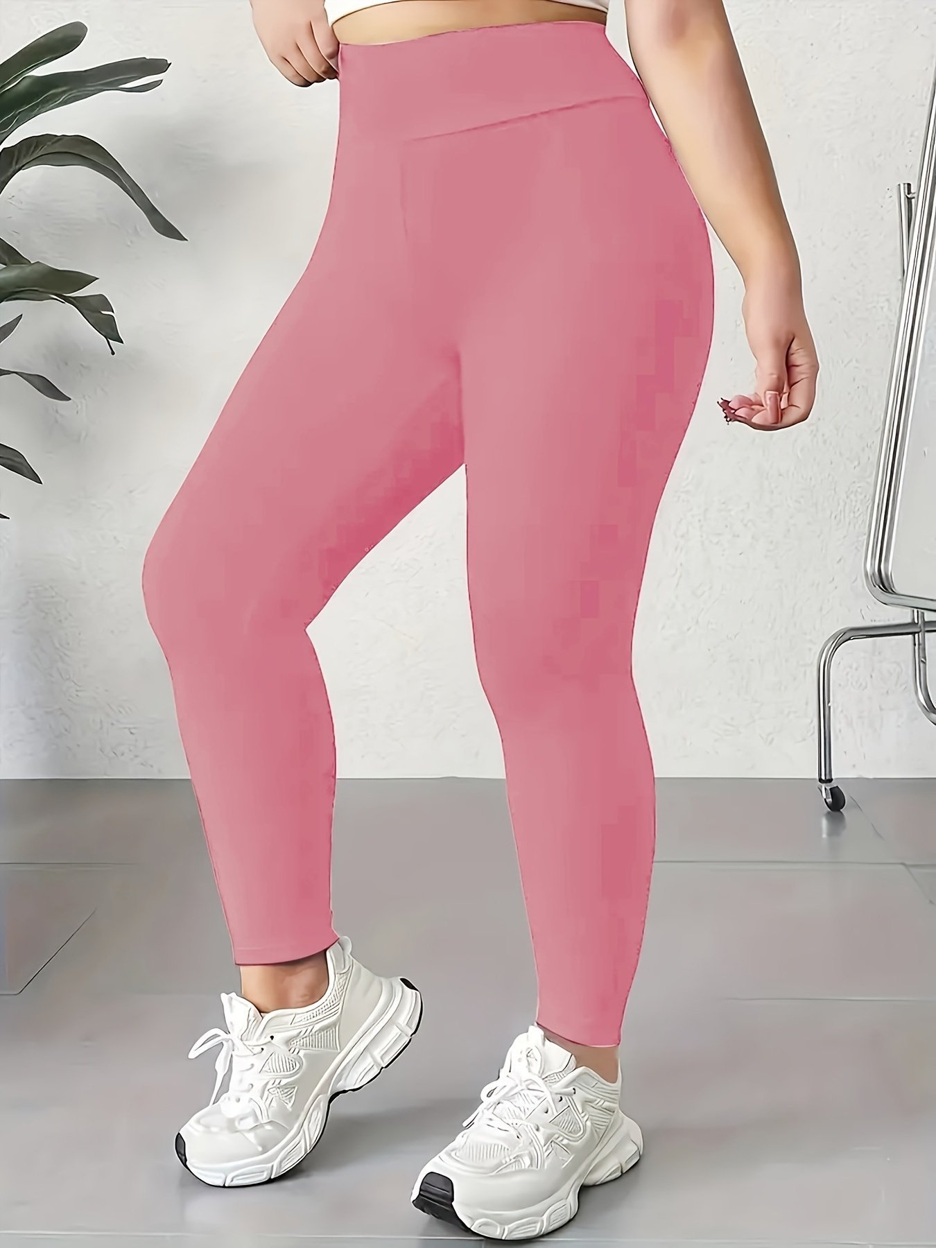 product-fancy-fa877cbe-33c7-42e4-8a4d-76fa573c3535.jpg Women'S Plus Size High-Waisted Sports Leggings - Ultra-Soft, Tummy Control, High-Elasticity Fabric For Running, Yoga & Fitness, Vibrant Pink, All-Season Activewear, Yoga Leggings | Tummy Control Pants | Highwaisted Leggings, Yoga Pants - Image 1