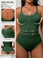 Women'S High-Waisted Tummy Control Bodysuit - Adjustable Shoulder Straps, Chest Support & Butt Lifting Thigh-High Shapewear - Lightweight Sculpting One-Piece In 7 Colors (Elegant Special Collection), Tummy Control Shapewear, Body Shaping Wear, Ribbed Texture, Flexible Material, Waist Trainer, Special Occasion Wear - Image 4