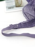 Women'S Plus Size Sexy Floral Lace Bra, Breathable Ultra-Thin Single Layer Full Coverage Underwire Bralette, French Romantic Daily Lingerie, Polyamide 85% Elastane 15%, Medium Stretch Knit Fabric, Solid Color With Contrast Lace Detail, No Padding - 170 Gsm - Image 9
