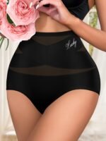 1Pc Women'S High-Waist Shapewear Briefs - Breathable Mesh Cross-Back Ice Sliky Fiber Fabric, Seamless Butt Lifting & Tummy Control, Solid Pink Elegant Design For Everyday & Special Occasions, Special Occasion Underwear, Sleek Underwear Style, Comfortable Fit - Image 10
