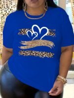 Plus Size Heart Print T-Shirt, Casual Crew Neck Short Sleeve T-Shirt, Women'S Plus Size?Clothing - Image 3