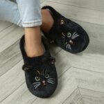 Women'S Cute Cartoon Kawaii Cat Slippers - Soft Plush, Lightweight Indoor & Outdoor House Shoes With Large Eyes, Ears & Whiskers Design, Gray/White/Black, Perfect For Bedroom, Living Room, Or Vacation, Cat Slippers - Image 9