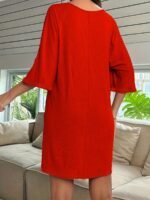 Women'S Plus Basic Lounge Dress, Plus Size Solid Half Sleeve V Neck Loose Fit Sleep Dress - Image 6