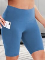 Women'S High-Waist Shaping Shorts With Crescent Pockets - Black, Stretchy Tummy Control, Mid-Thigh Length, Machine Washable, Summer Casual Wear, Everyday Compression Wear | Sleek Design | Tummy Control Shorts - Image 8