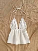 Solid Color Floral Texture Cute Top - Image 7