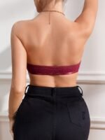 Soft Touch Chic Navy Blue Strapless Bandeau Bra With Heart Pattern - Sexy Front Closure, Push-Up Support, No Underwire, Soft Polyester & Elastane Blend, Hand Washable - Women'S Lingerie - Image 10