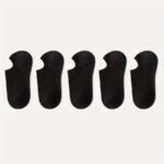 5-Pack Women'S Elegant Invisible No-Show Ankle Socks - Soft Polyester Blend, Seamless Comfort, All-Season Wear, Assorted Neutral Colors (White, Light Blue, Pink, Grey, Black), Cute Socks, Casual Footwear, Minimalist Design, Comfortable Wear - Image 7