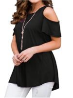 Plus Size Cold Shoulder T-Shirt, Casual Crew Neck Short Sleeve T-Shirt, Women'S Plus Size?Clothing - Image 7
