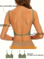Seamless Backless T-Shirt Bra For Women - Sexy, Wireless With Removable Pads, Nylon & Elastane Blend, Hand Washable