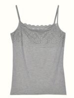 1Pc Elegant Women'S Lace Camisole Tank Top, Summer Sleeveless Slim Fit Inner Layer, Solid Color Knit Nylon Fabric, Adult Ladies' Cami With Lace Detail - Image 5